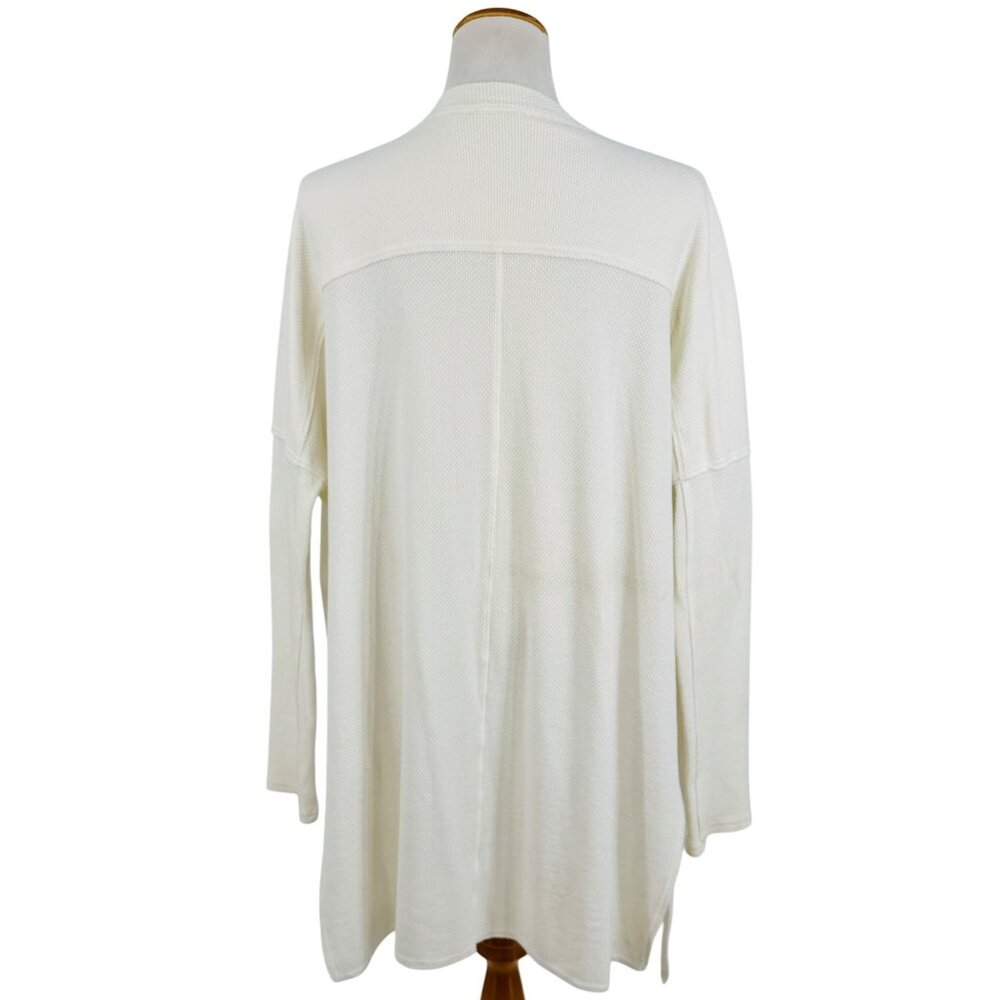 Free People White Waffle Knit Relaxed Cardigan | Coastal Grandmother Soft Girl L - Picture 8 of 16